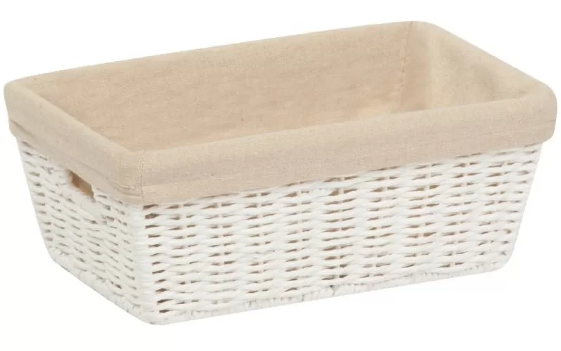 Honey-Can-Do STO-03558 Parchment Cord Basket Handles & Liner White Storage