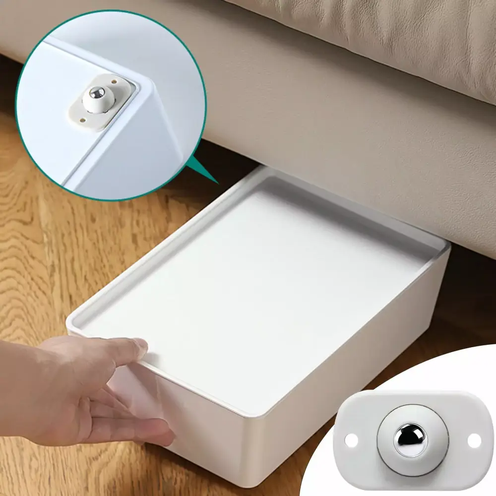 Cmunyle Foldable Storage Bins 4 Sets Adhesive Wheels Bed Bottom Universal Use