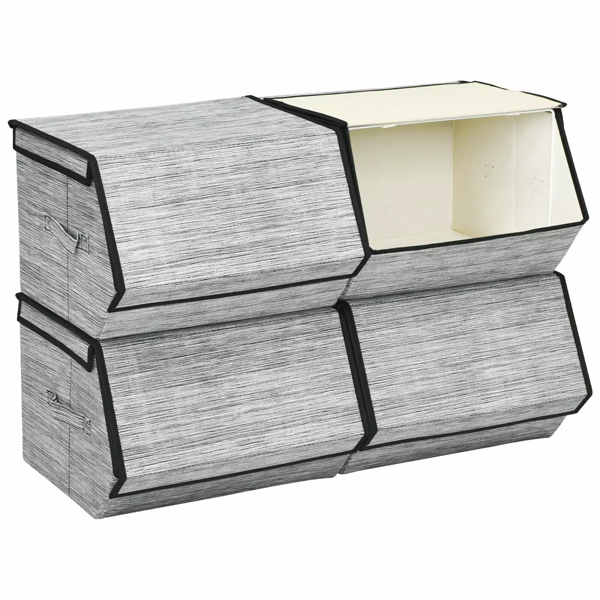 Gymax Large Stackable Bins Cubes Lids Storage Arrangers 4 Sets