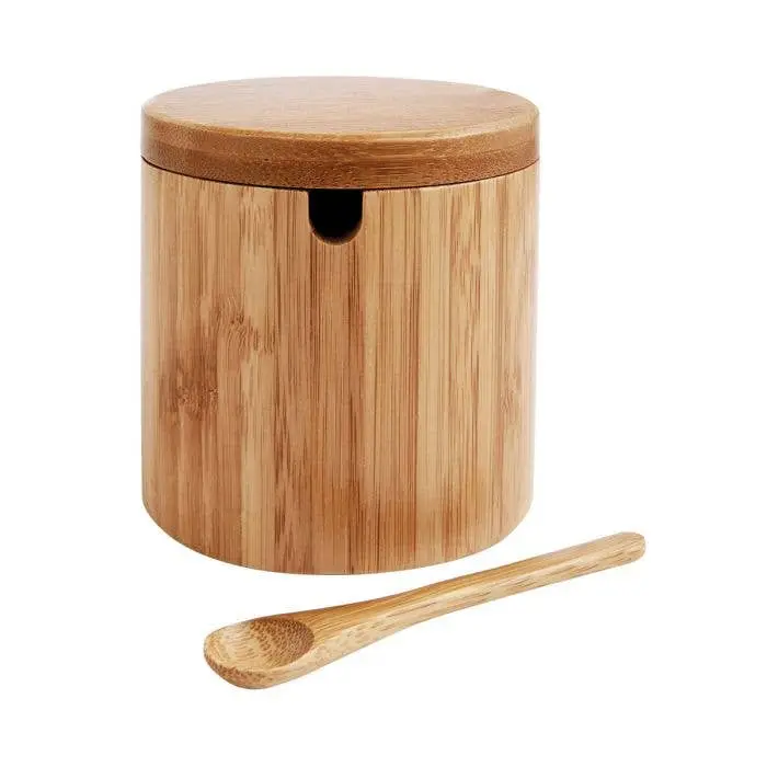 Bamboo Salt Box Lid & Spoon 7oz - Kitchen Storage