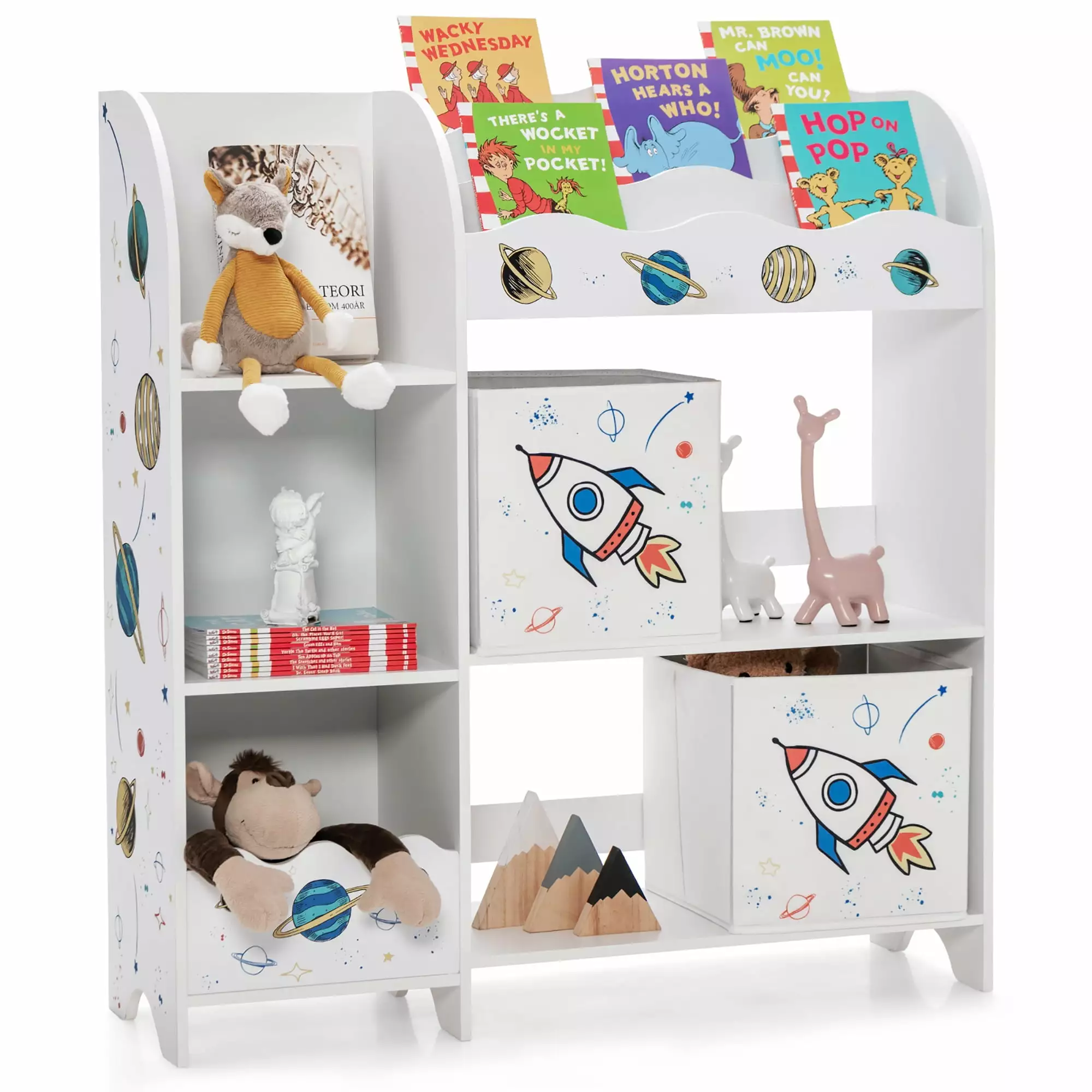Costway Kids Toy and Book Organizer Storage Bins Playroom and Bedroom