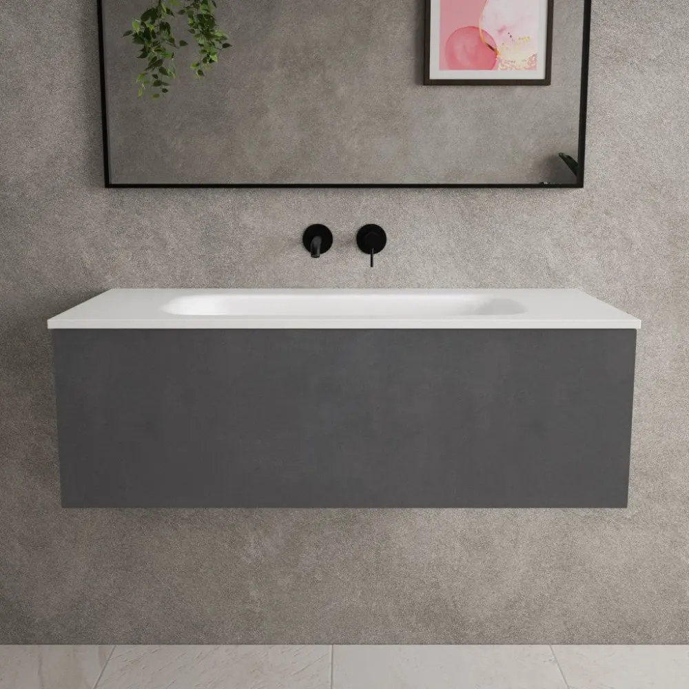 Raffinata One Drawer Vanity Unit Beyondstone Basin - Rich Concrete 1000mm