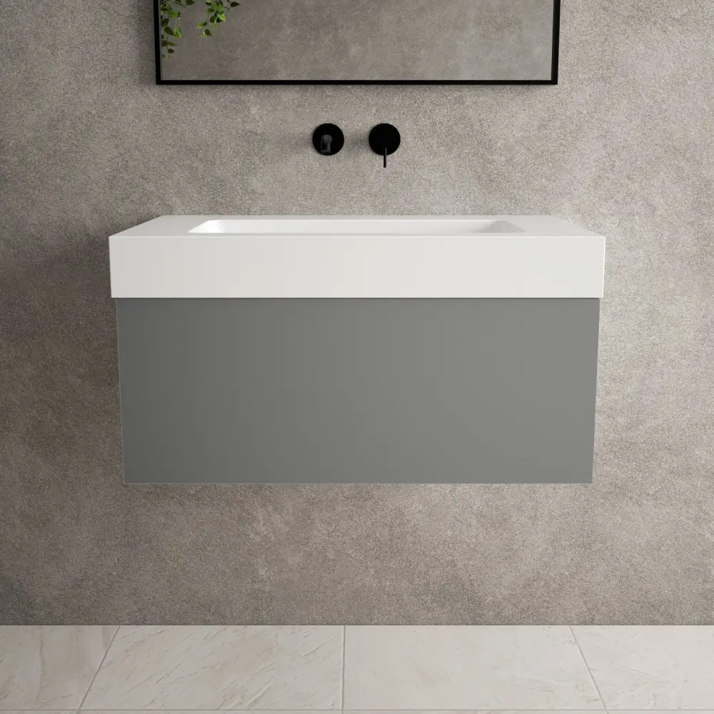 Raffinata One Drawer Vanity Unit Beyondstone BLOC Basin - Matt Dust 800mm