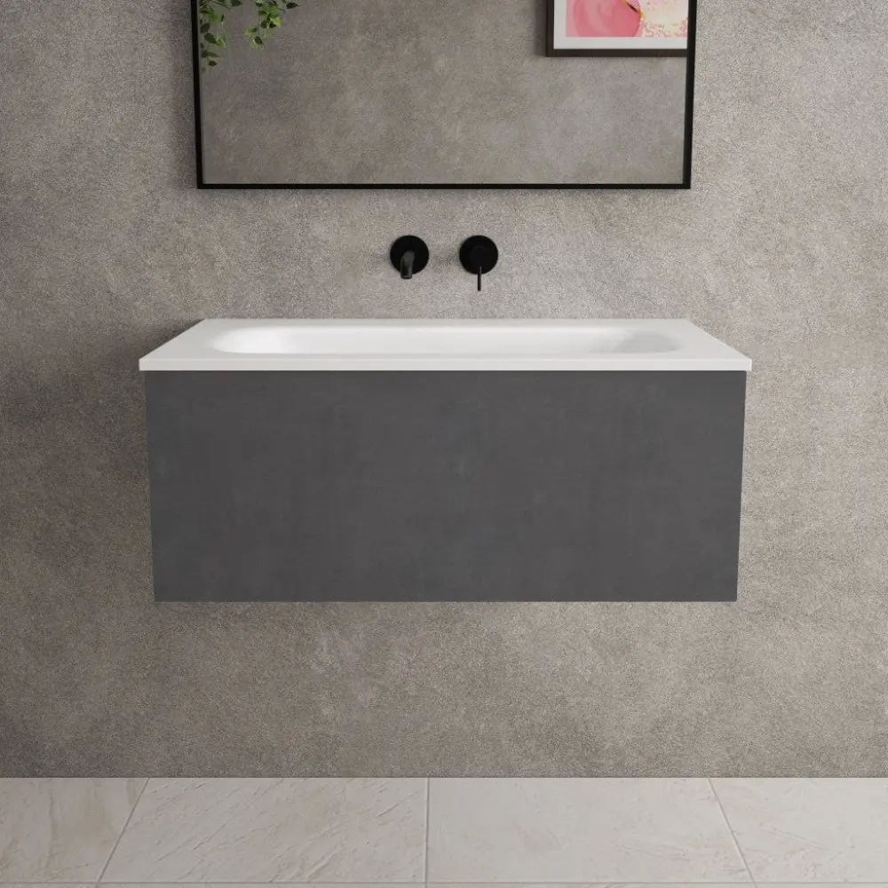 Raffinata One Drawer Vanity Unit Beyondstone Basin - Rich Concrete 800mm