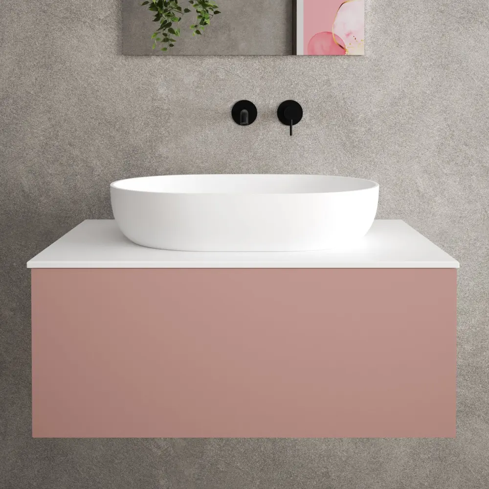 Raffinata Single Drawer Countertop Vanity Unit - Matt Fuchsia 800mm