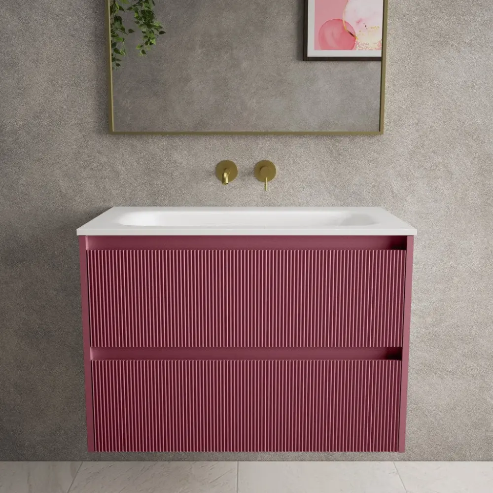 Scanalato Double Drawer Vanity Unit Beyondstone Basin - Mineral Ruby 800mm