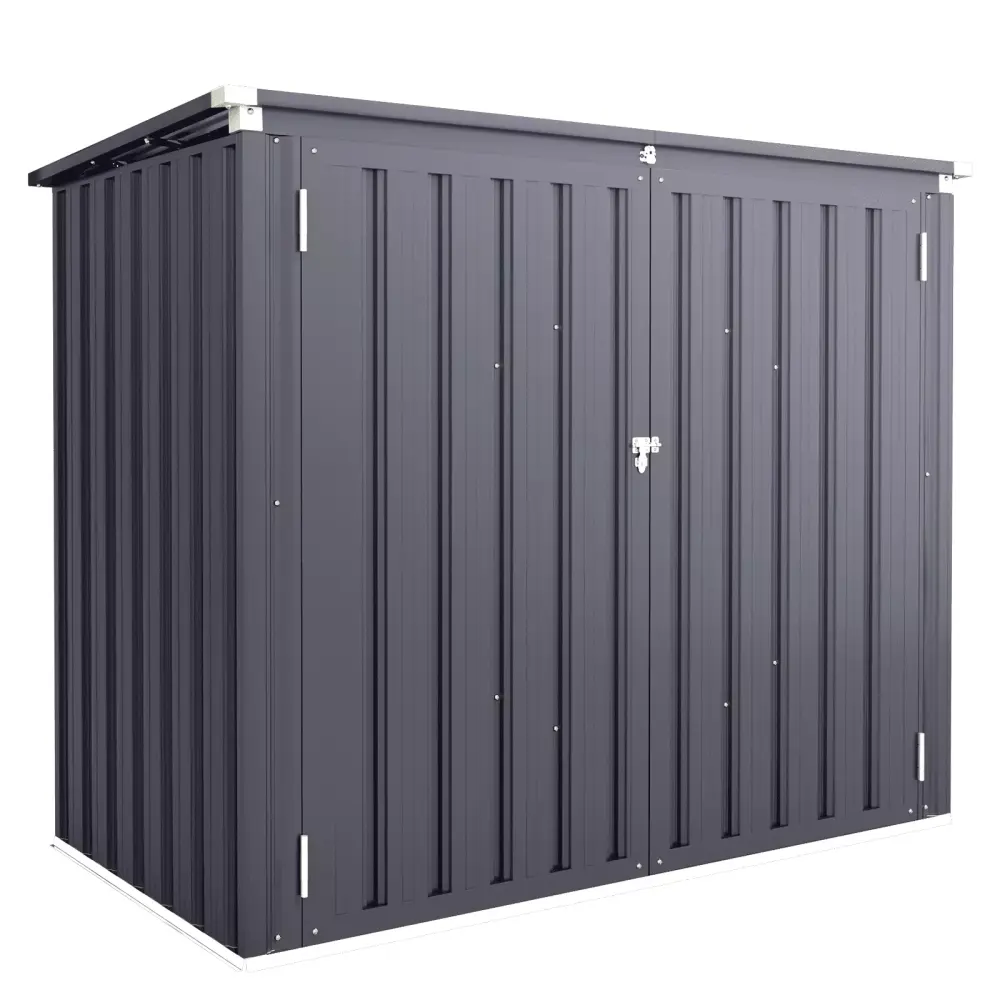 Aecojoy 46 Cu ft Outdoor Horizontal Storage Shed Multi-Opening Door Weather Resistant Metal Tool Shed Trash Cans Gray