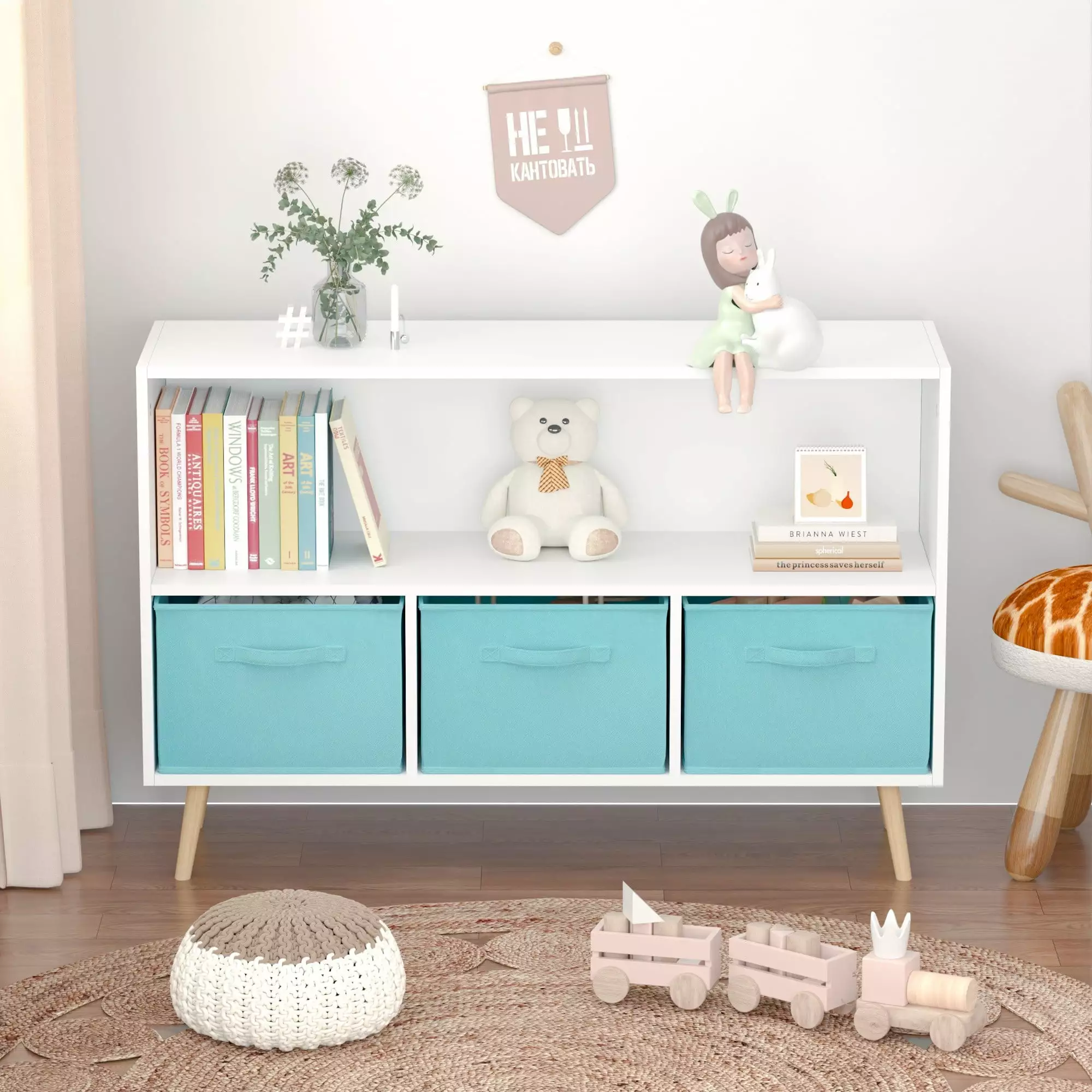 IbayNawi Kids Bookcase Collapsible Fabric Drawers Toy Storage Cabinet