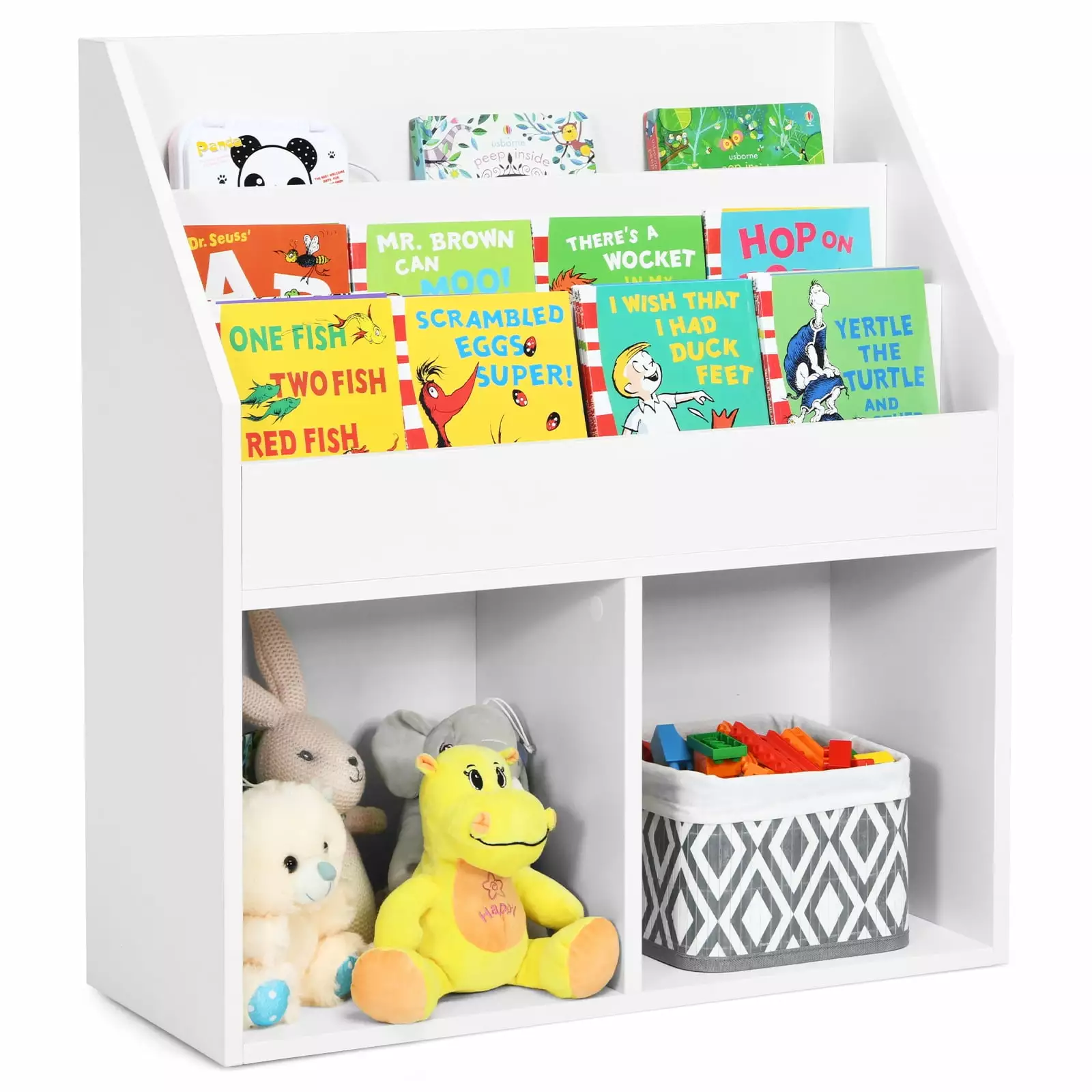Infans Kids Wooden Bookshelf Bookcase Children Toy Storage Cabinet Arranger