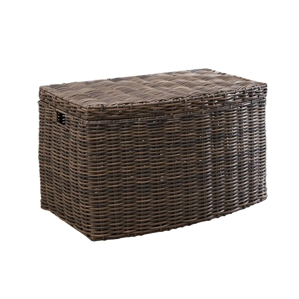 Joseph - Rectangular Curve Resin Woven Wicker Trunk Handles Multiple Purpose Storage - Walnut Brown King Size