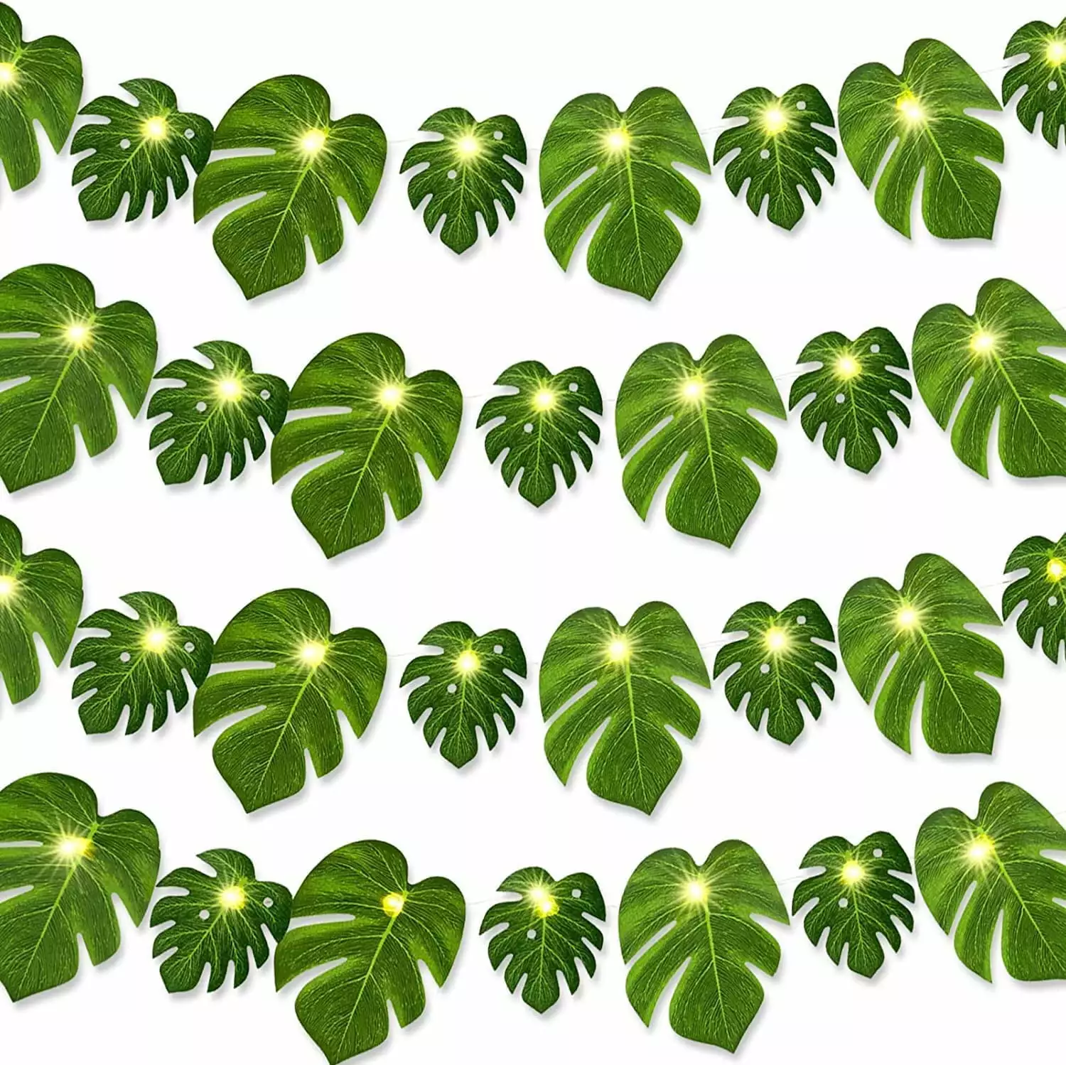 GuassLee Tropical Leaves LED String Light Hawaiian Party Decoration Luau Jungle Theme