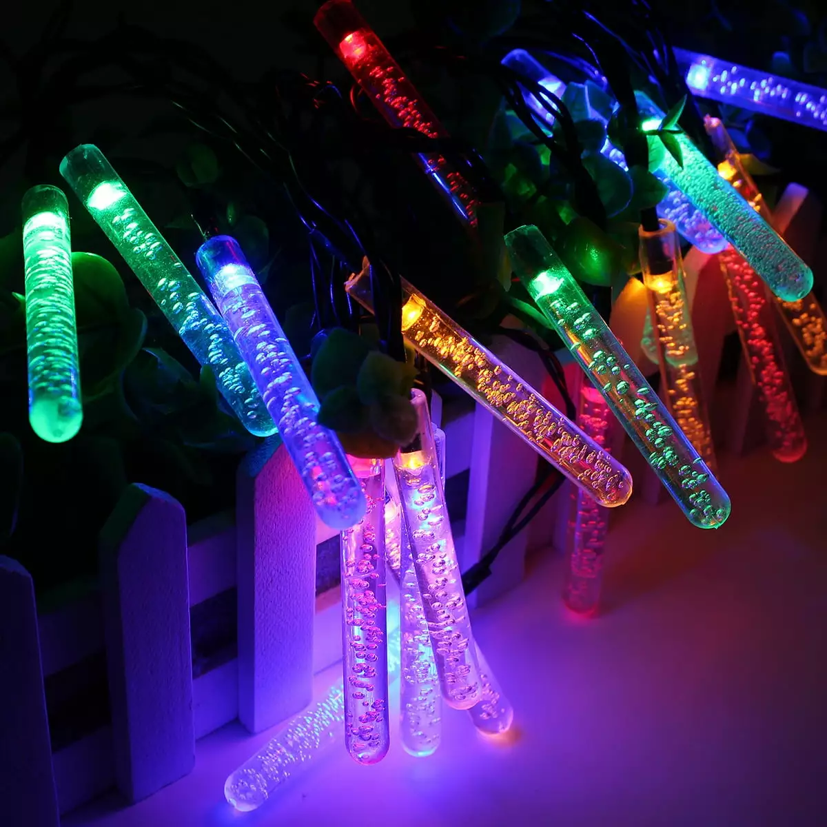 Solar Powered Outdoor Christmas Lights Waterproof Falling Raindrop Icicle Decorations Topboutique