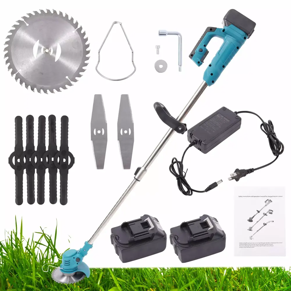 24V Cordless String Trimmer Weed Wacker 2 Battery Fast Charger Electric Grass Trimmer