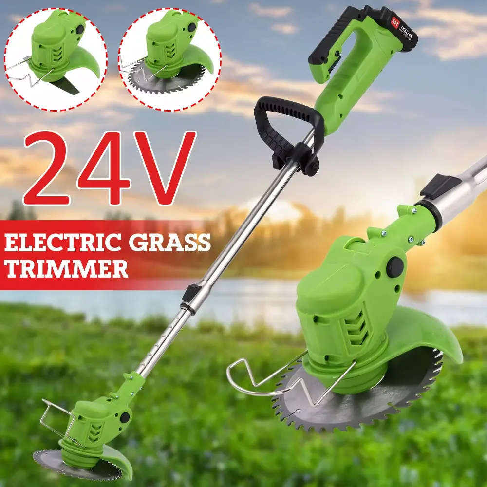 YouLoveIt Electric Grass Trimmer Weed Eater Cordless String Trimmer Cutter 24V Lithium Battery