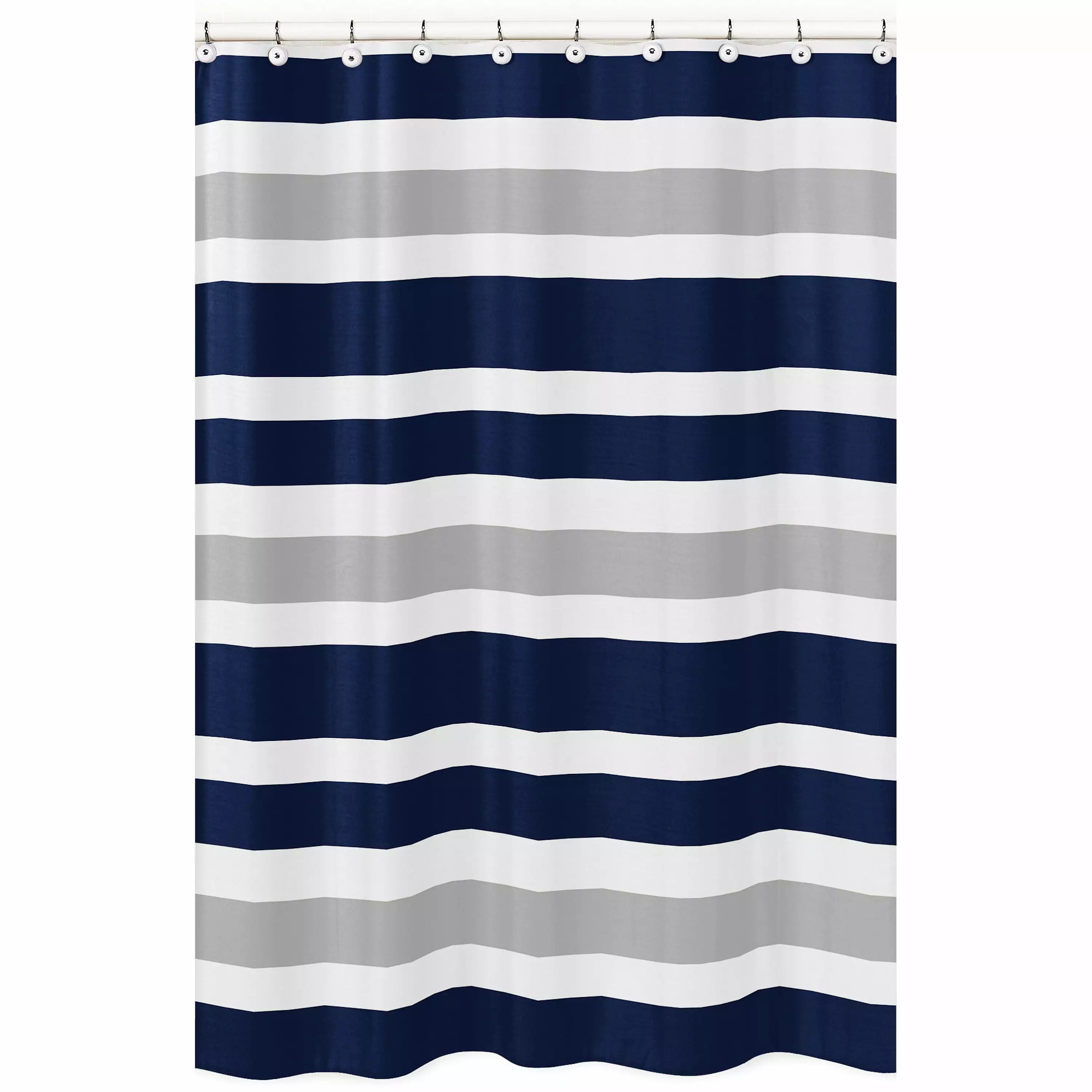Sweet Jojo Designs Stripe Navy and Gray Fabric Shower Curtain Modern Bathroom Decor