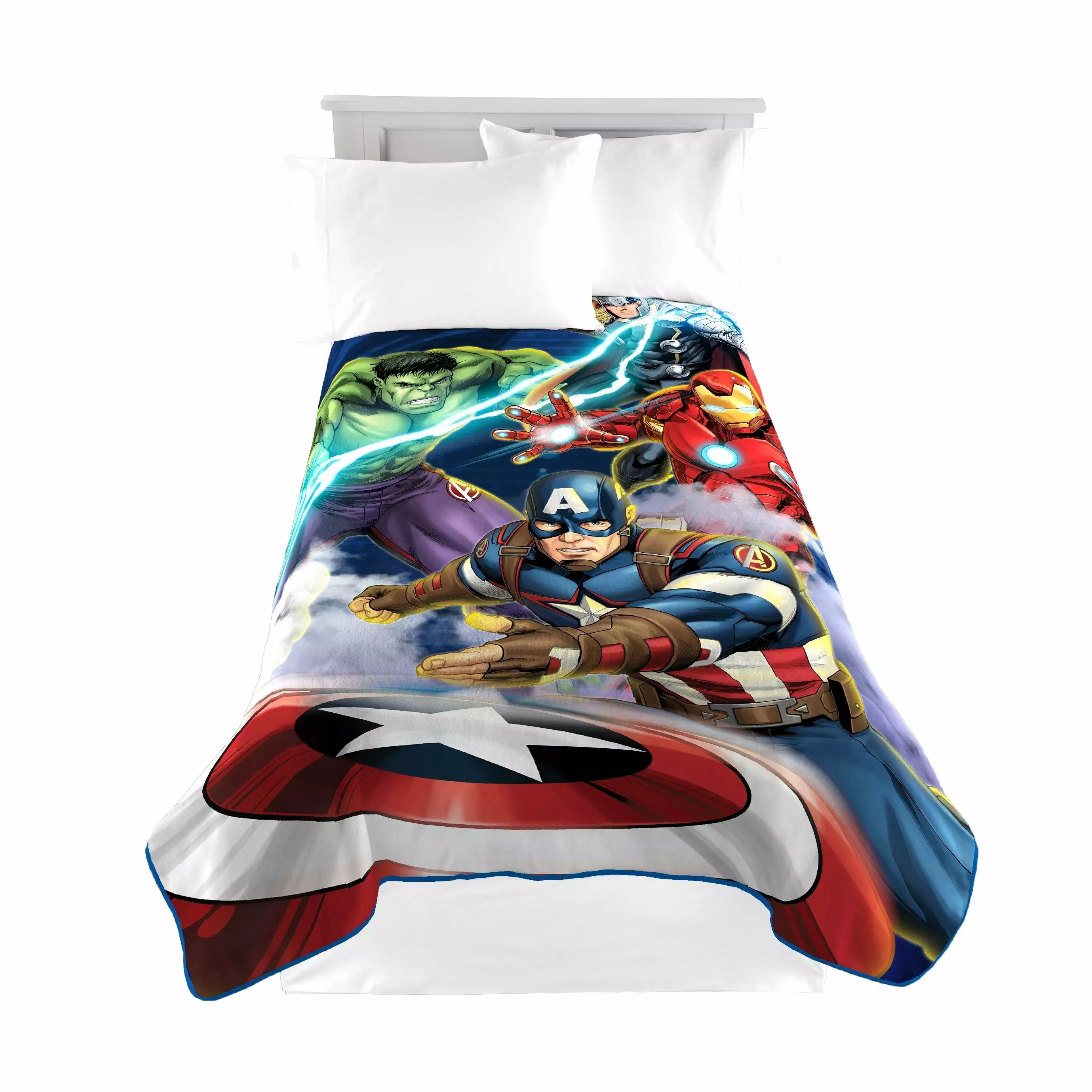 Marvel Avengers Blue Circle Blanket 100% Microfiber Superhero Bedding Jay Franco