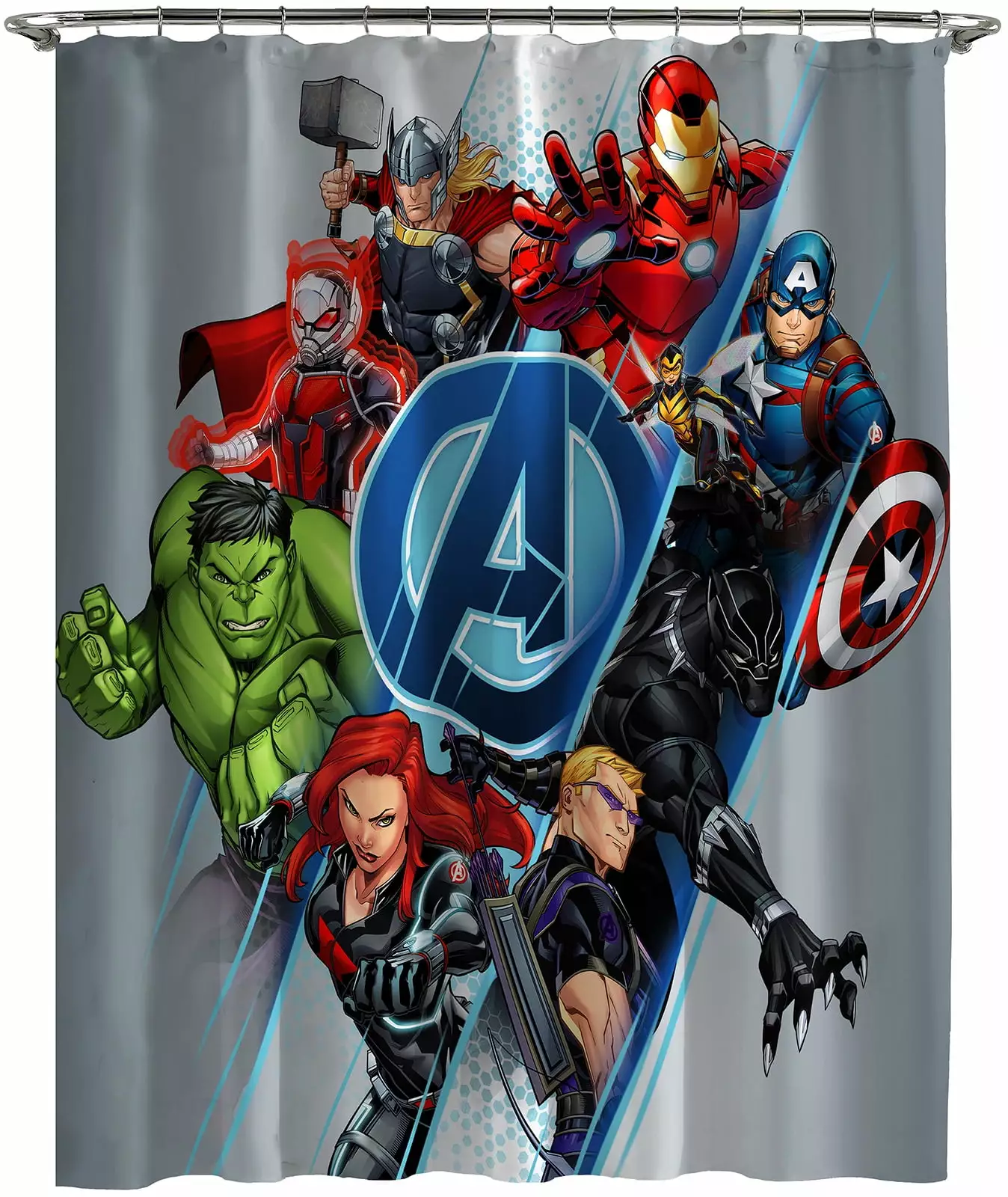 Marvel Avengers Assembled Blue Microfiber 70x72 Shower Curtain Kids Bathroom Decor Jay Franco