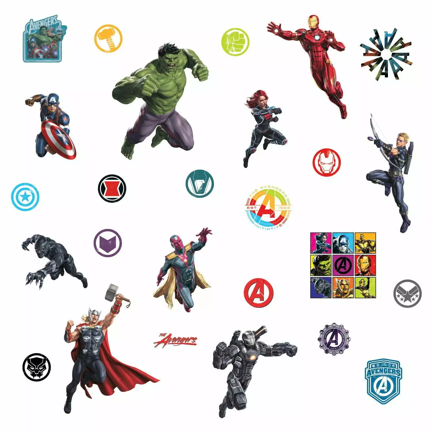 New Timeless Avengers Peel and Stick Wall Decals Marvel Superhero Children Room Stickers RoomMates