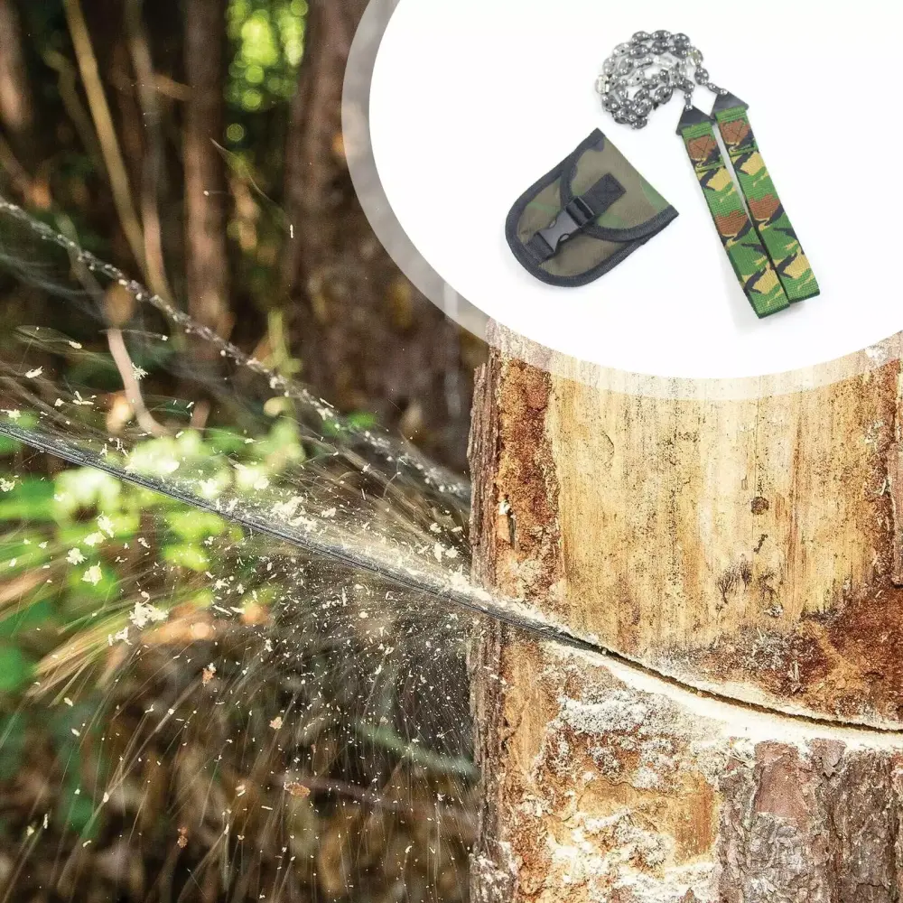 Shldybc Msyuusr Pocket Chainsaw 25.6 Inch Survival Saw Handles - Portable Rope Saw Outdoor Camping