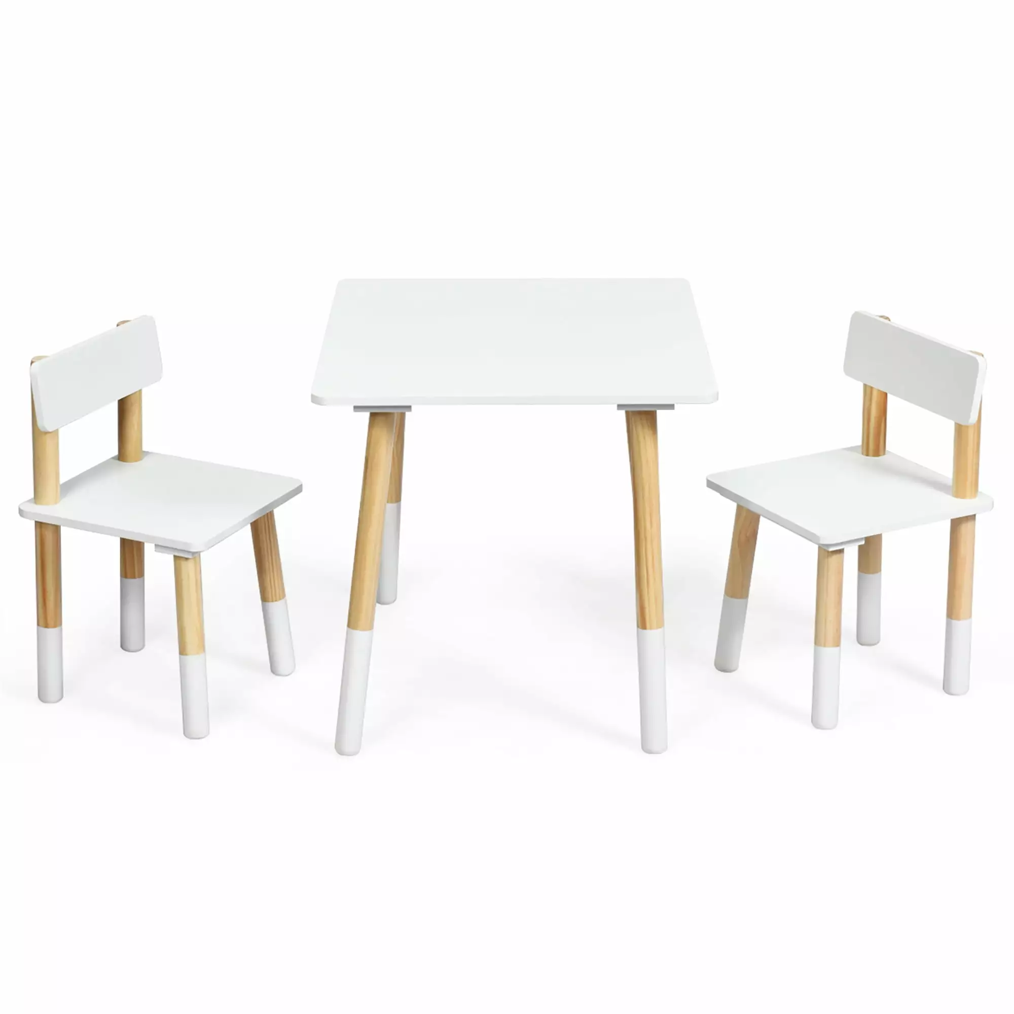 Costway Kids Wooden Table & 2 Chairs Set Children Play Activity Furniture Set Living Room