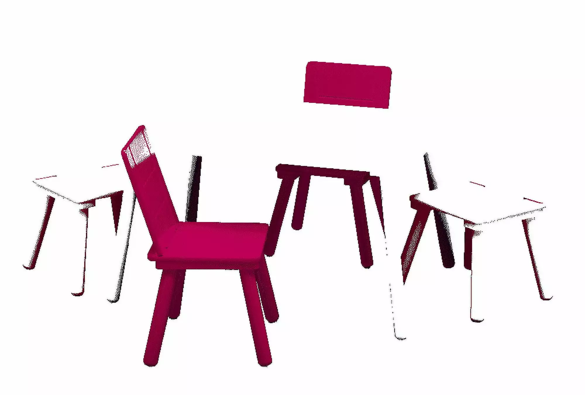 Delta Children Kids Chair Set and Table 4 Chairs Included White Pink