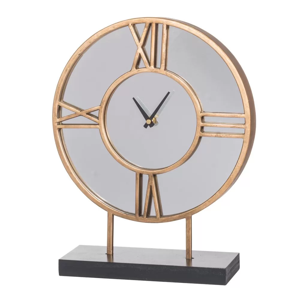 & B Home Kenzo Table Clock - Gold Black White Modern Design