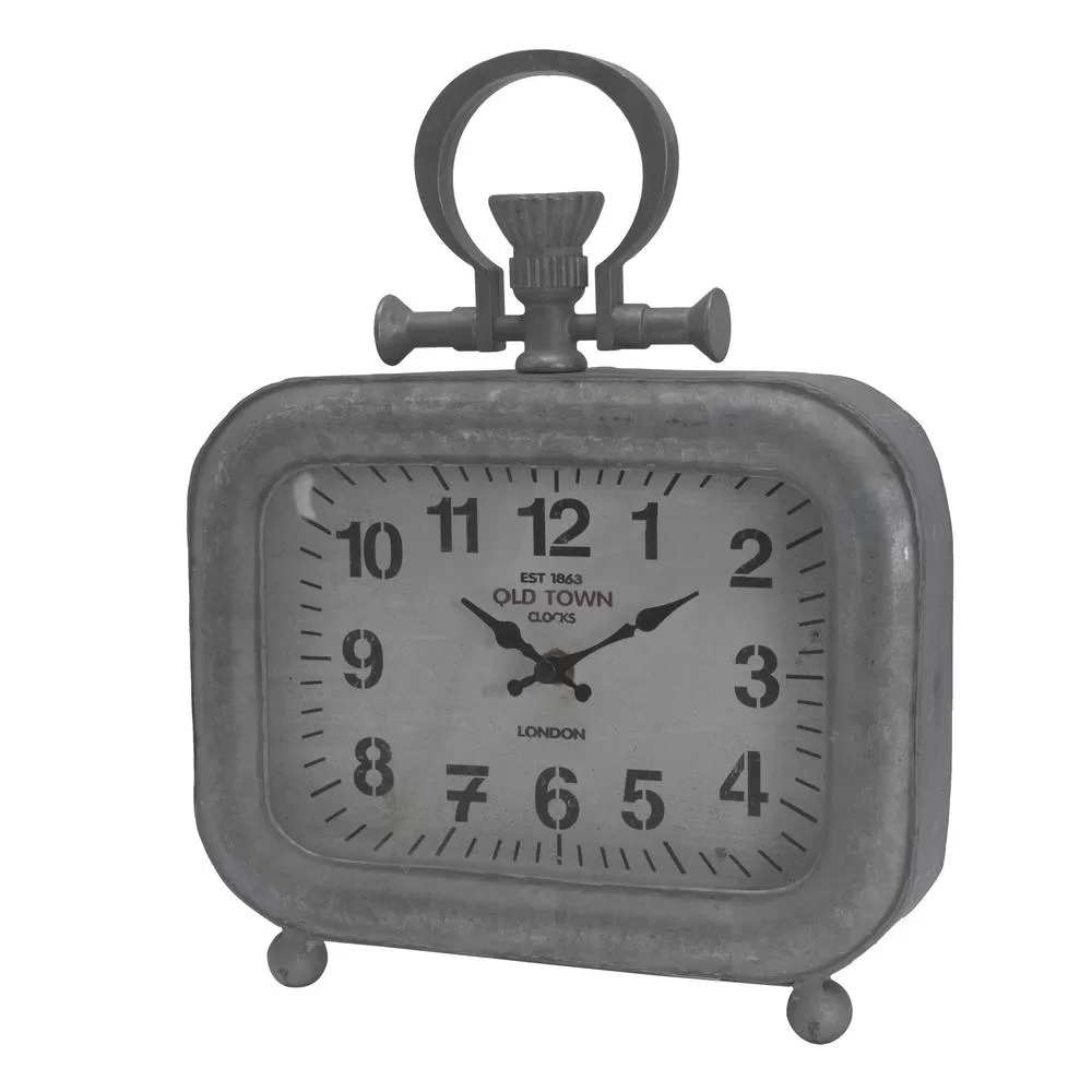 & B Home Old Town Short Table Clock Silver