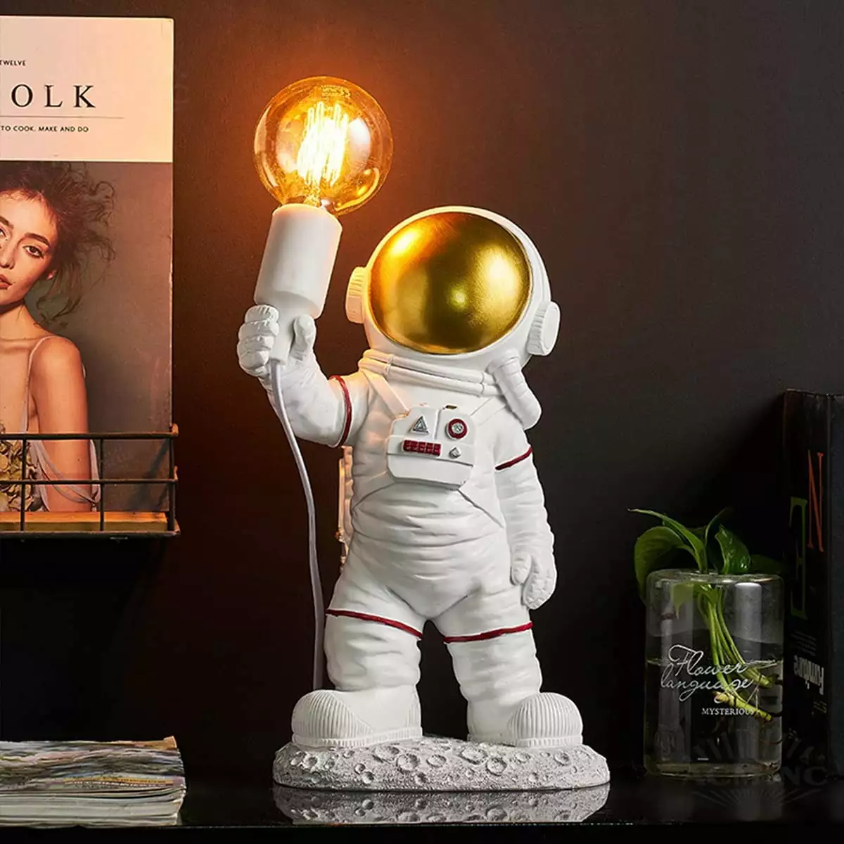 Astronaut Kids Table Lamp Spaceman Night Light Modern LED Desk Lamp Boys Girls JYNOFD