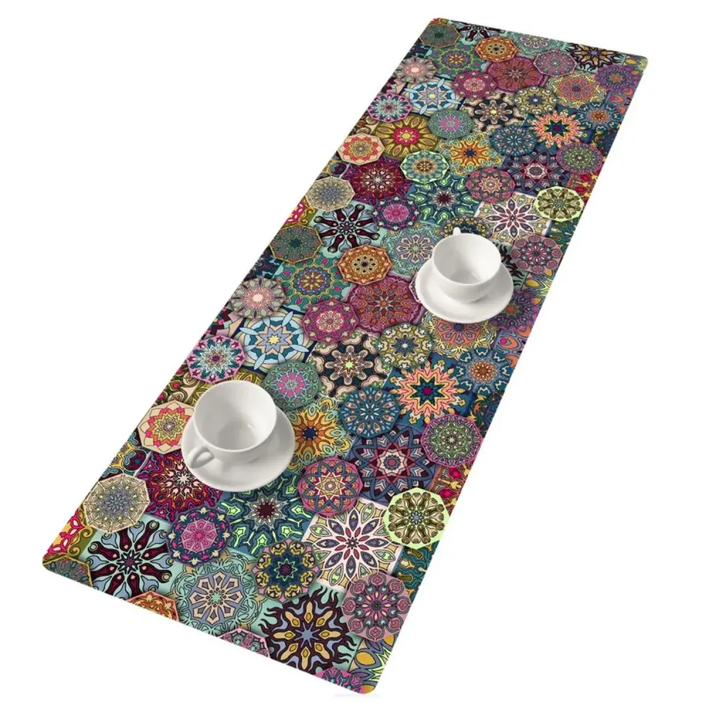 Bertoni Table Runner Decorative Felt 115x40cm Tablecloth Anti Scratch Plush Mandala Design Pattern