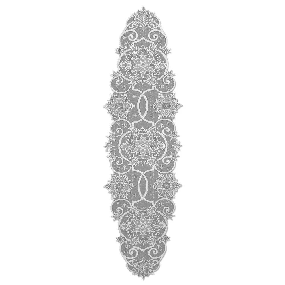 Heritage Lace Snowflake 19x65 Inch White Floral Polyester Table Runner