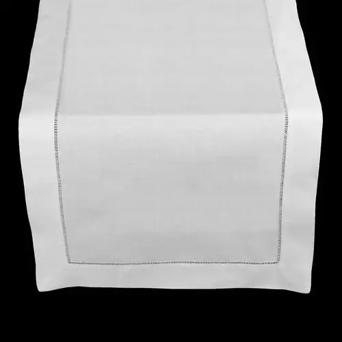 MONOGRAM LINEN HEMSTITCH ALABASTER RUNNER 72" LONG