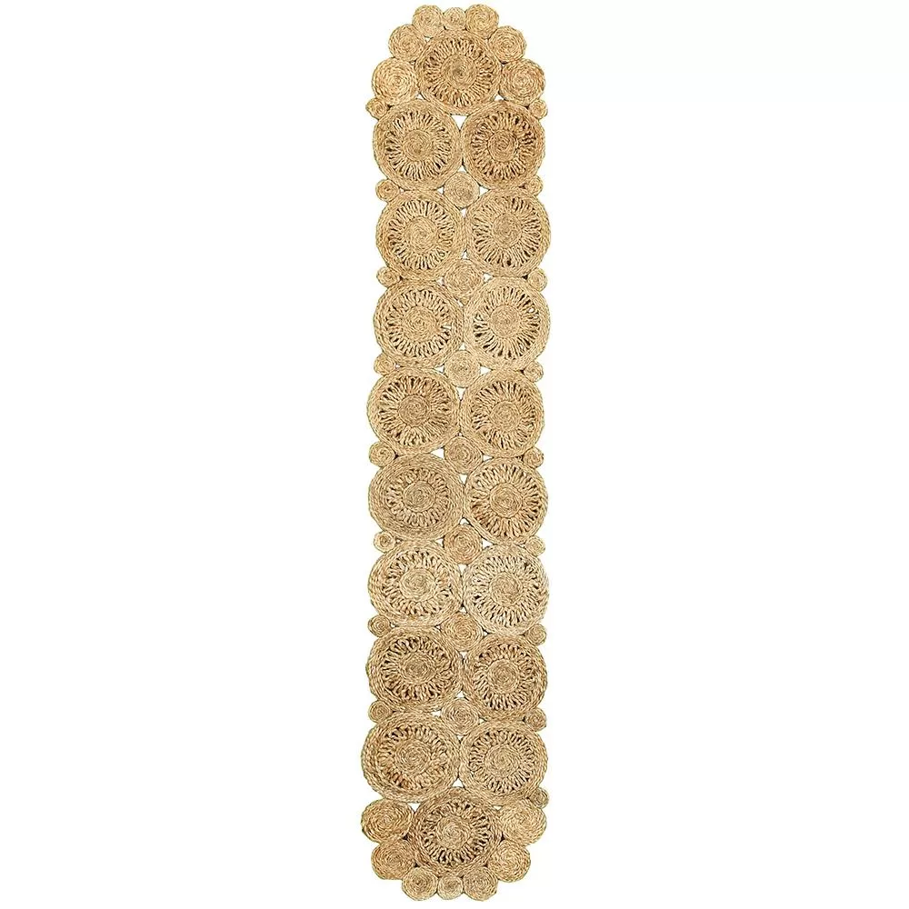 LR Resources Natural Jute Rectangle 1 ft 4 x 6 ft 8 Indoor Natural Table Runner