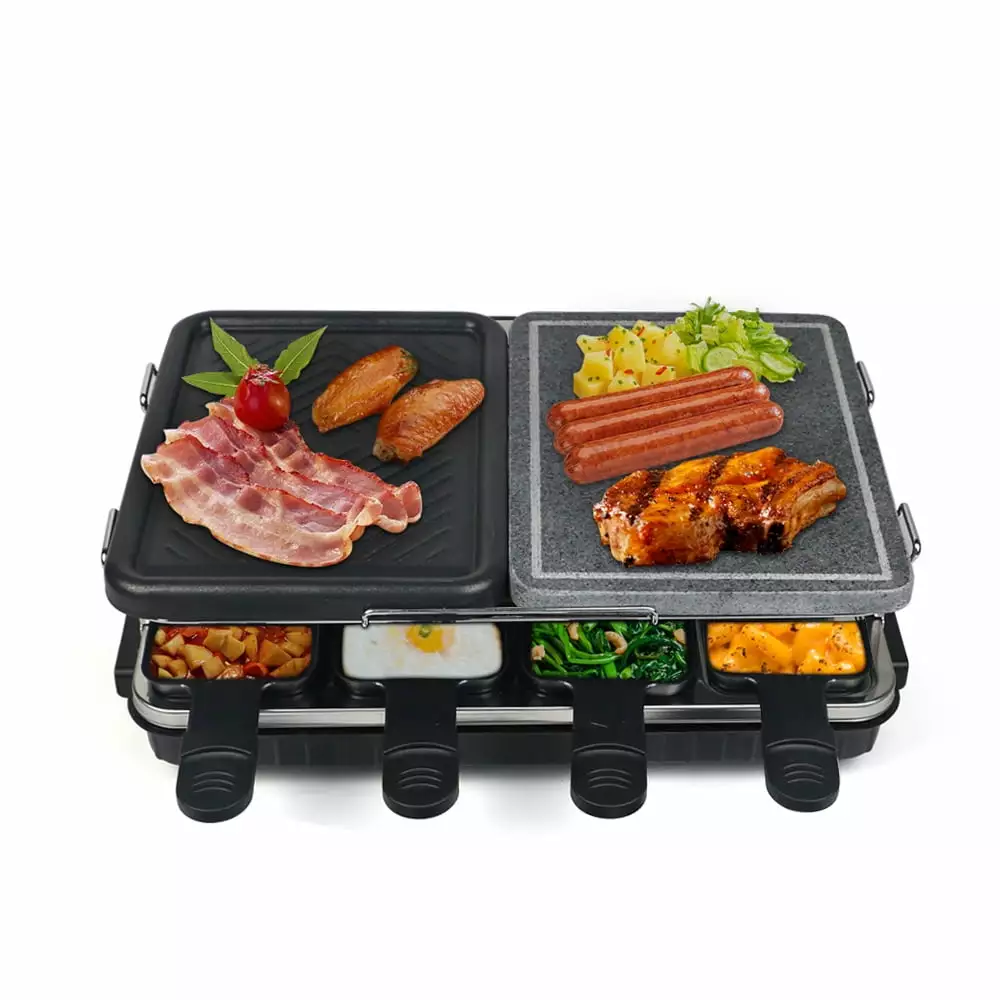 Dual MMTX Table Grill Non-Stick Grilling Plate Cooking Stone 8 Person Electric Korean BBQ