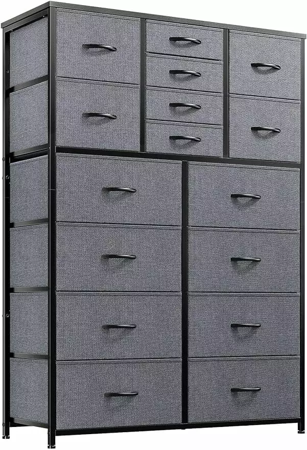16-Drawer Dresser Bedroom Tall Fabric Dresser Arranger Closet Entryway Bedroom Furniture TJXYYDS