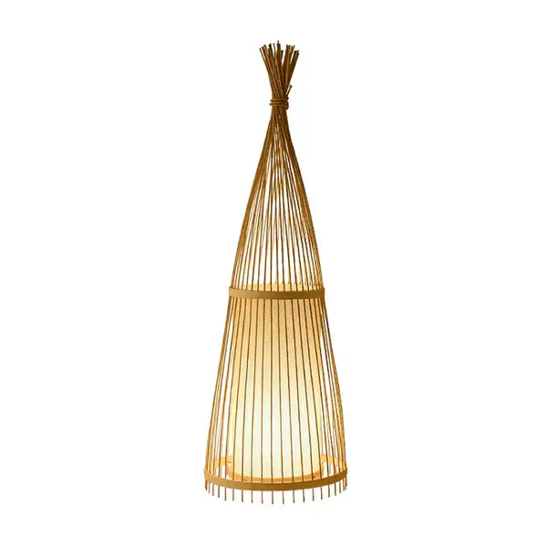 Tapered Floor Lamp Contemporary Bamboo-fiber Single-Bulb Tea Room Standing Lighting Wood