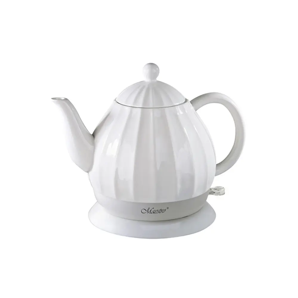 Maestro MR070 Electric Porcelain Kettle 1.2L 1200W White No Plastic Lid Cordless Teapot