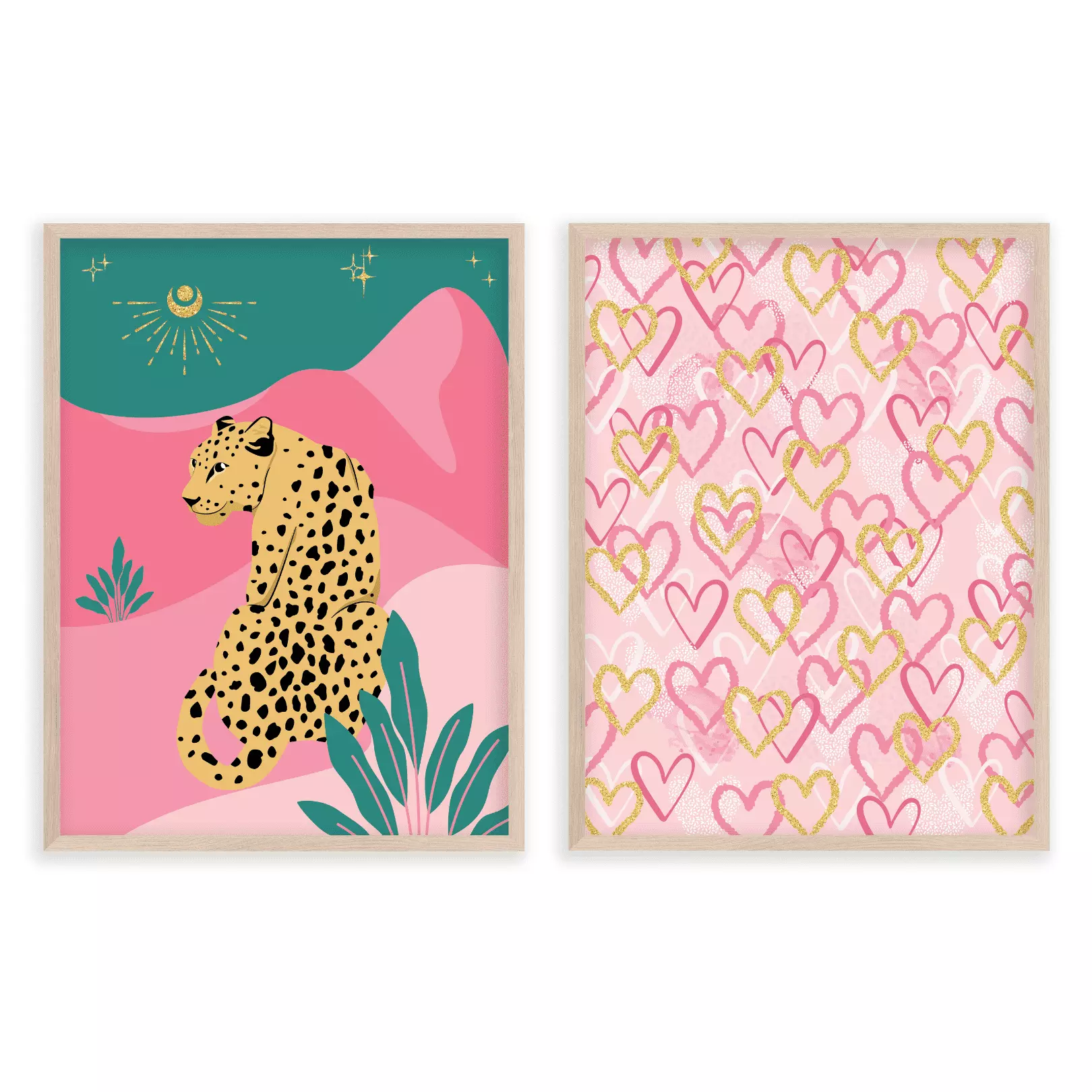 Jack Meets Kate Preppy Pink Cheetah Heart Prints Wall Decor Teen Girls