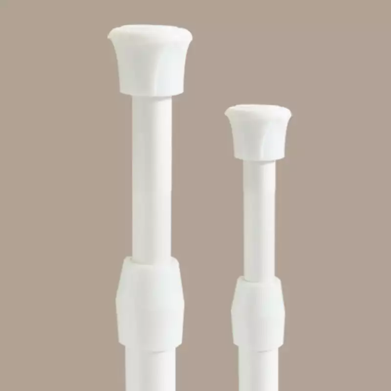 70-120cm No Drilling Rustproof Spring Adjustable Tension Curtain Rod White Zeonetak