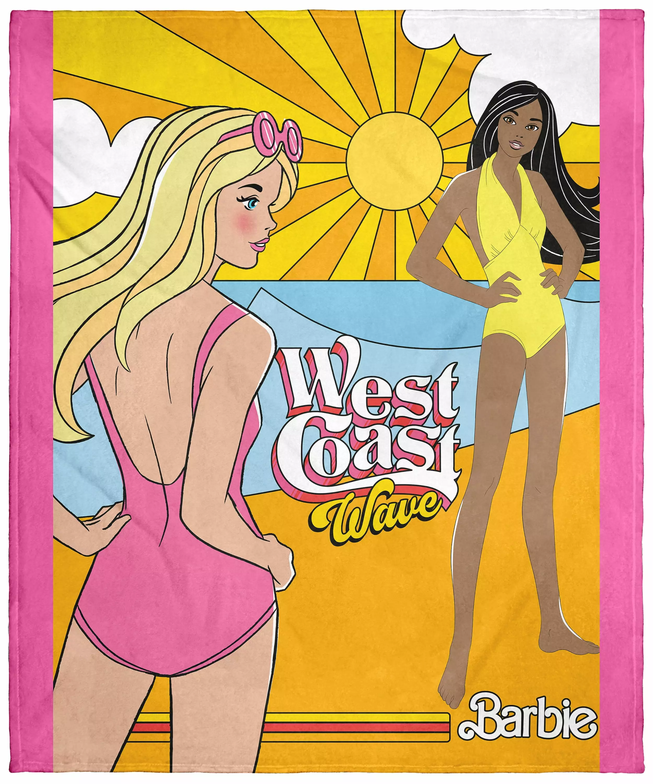 Mattel Barbie West Coast Wave Beach Nikki Plush Soft Throw Blanket Wall Scroll PJammy