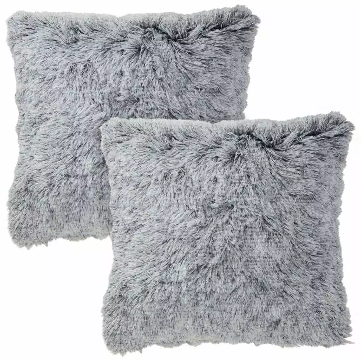 ISHANTECH 2 Pack Decorative Gray Faux Fur Throw Pillow Covers 18x18 Inch Square Cushion Cases Couch Sofa and Home Decor