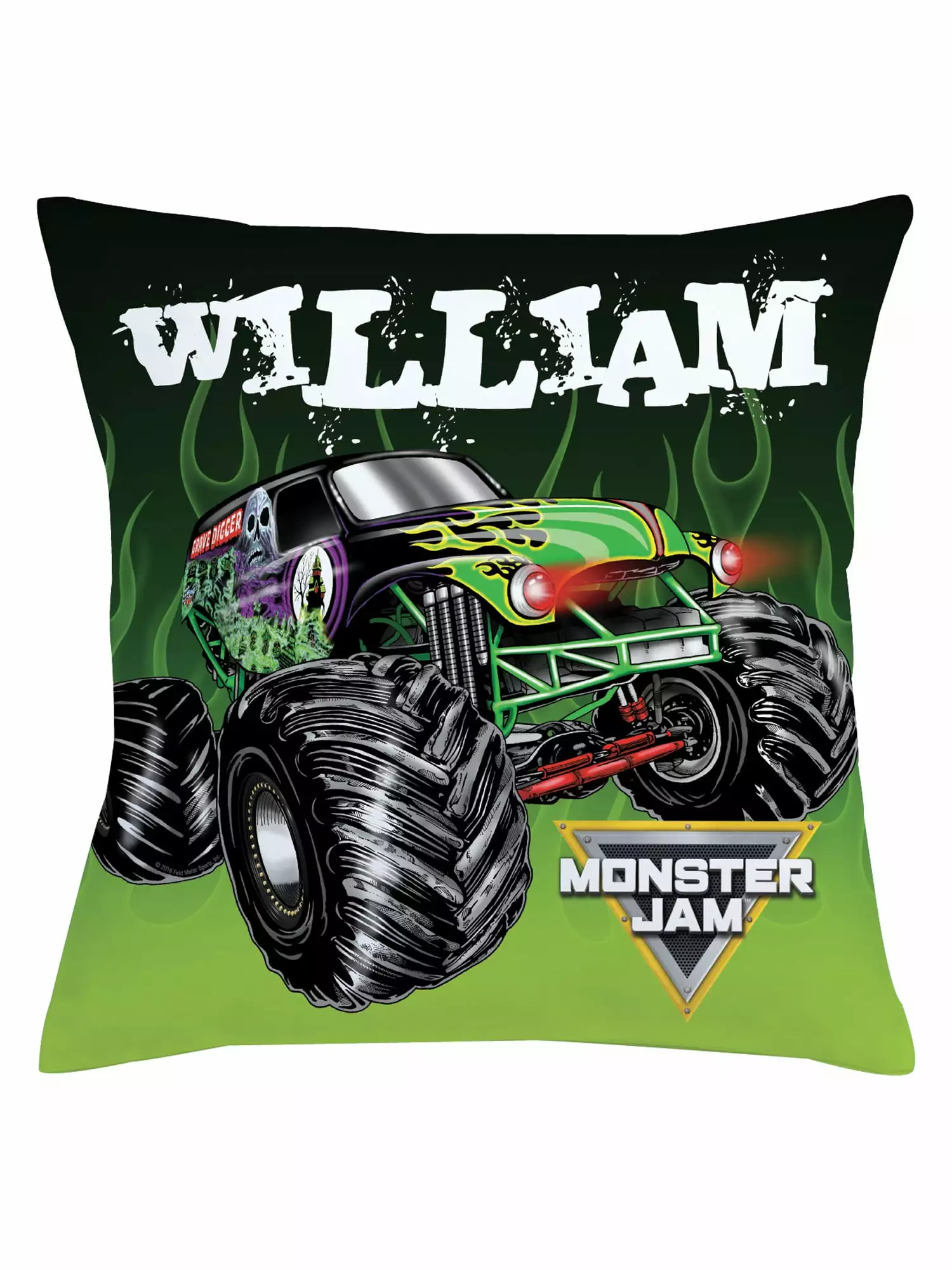 Personalized Monster Jam Grave Digger Throw Pillow Black
