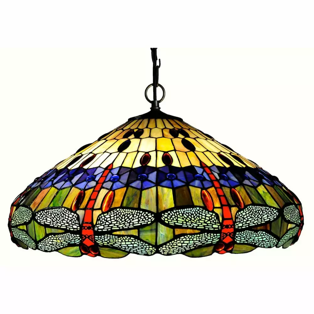 CH14001GD24-DH3 SCARLET Tiffany-style 3 Light Dragonfly Inverted Ceiling Pendant 24 Shade Chloe Lighting