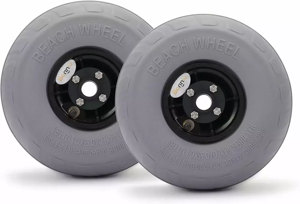 Bonnlo Beach Wheels 9 Replacement Balloon Sand Tires Axle Bore 22mm Kayak Dolly Canoe Trolley Beach Cart Wagon Buggy Rolli...
