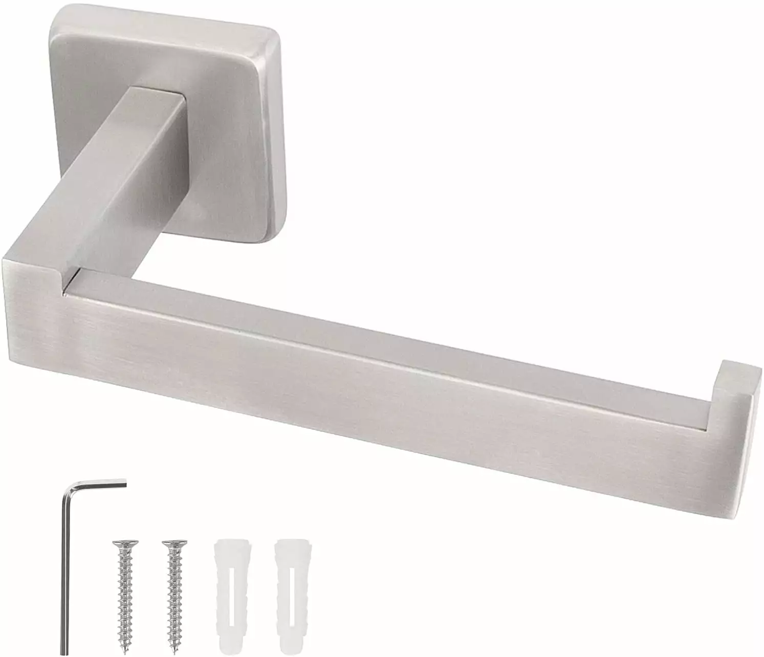 Brushed Nickel Toilet Paper Holder Wall Mounted Stainless Steel Modern Square Style Voltenick
