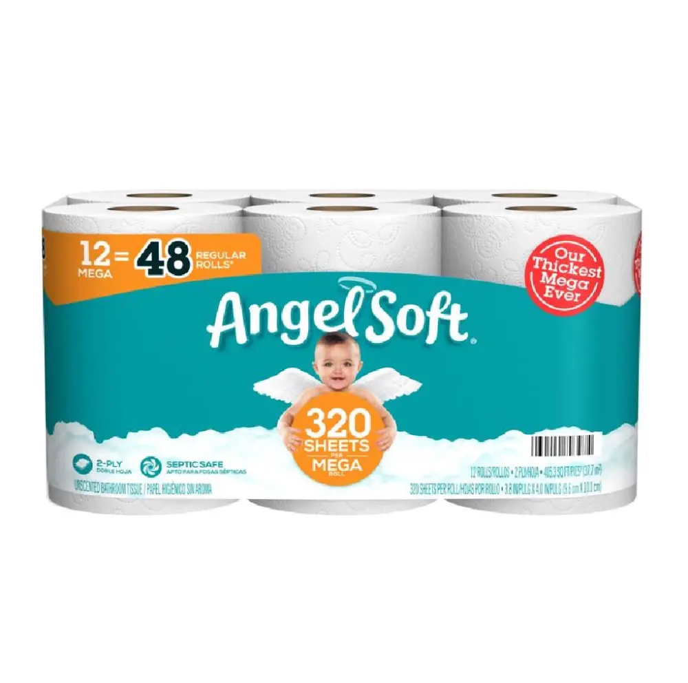 Angel Soft 79397 Toilet Paper 12 Rolls 2-Ply Soft Bath Tissue