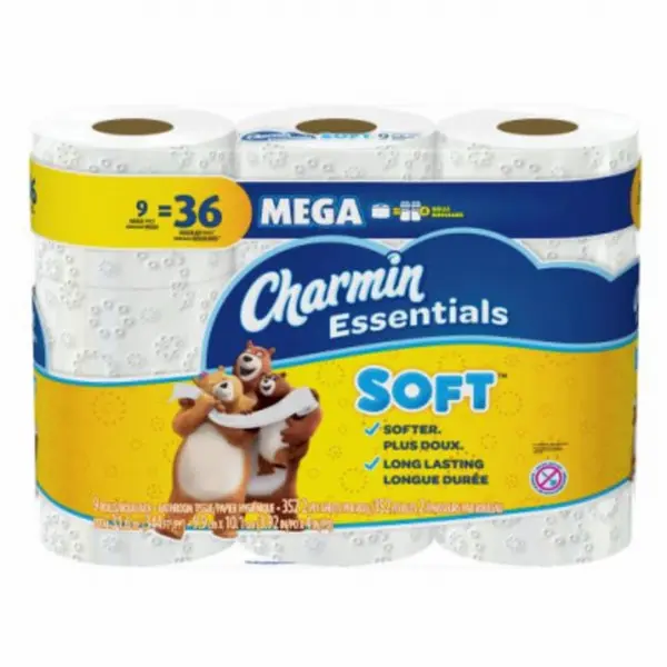 Charmin 60298 Essentials Soft 9 Mega Roll Toilet Paper 18 Pack