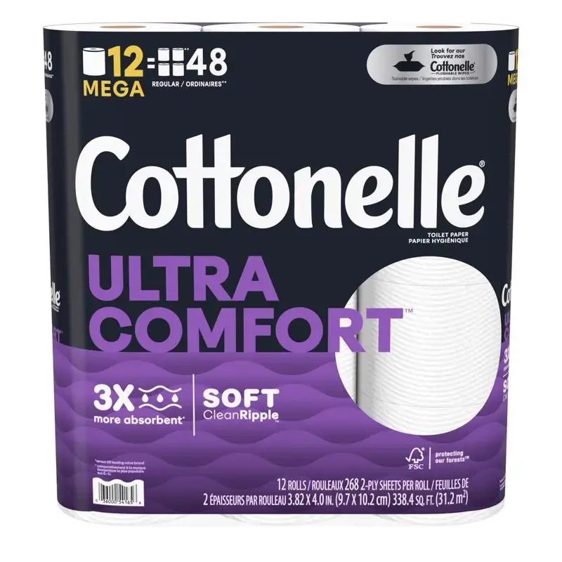 Cottonelle Ultra ComfortCare Toilet Paper 12 Rolls 268 Sheets 4 Inches Pack 4