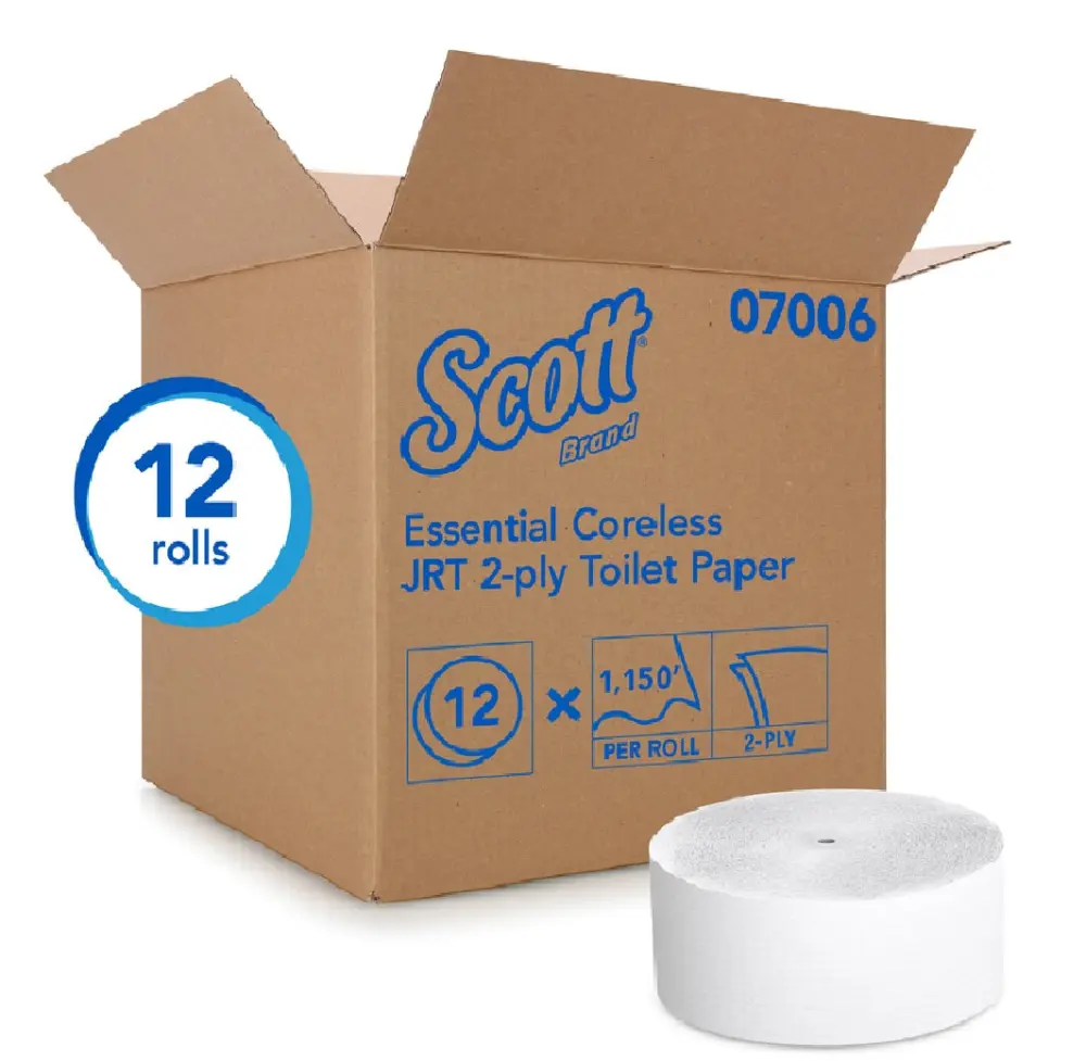 Scott 07006 Essential Coreless Toilet Paper 12 Roll Soft Bath Tissue