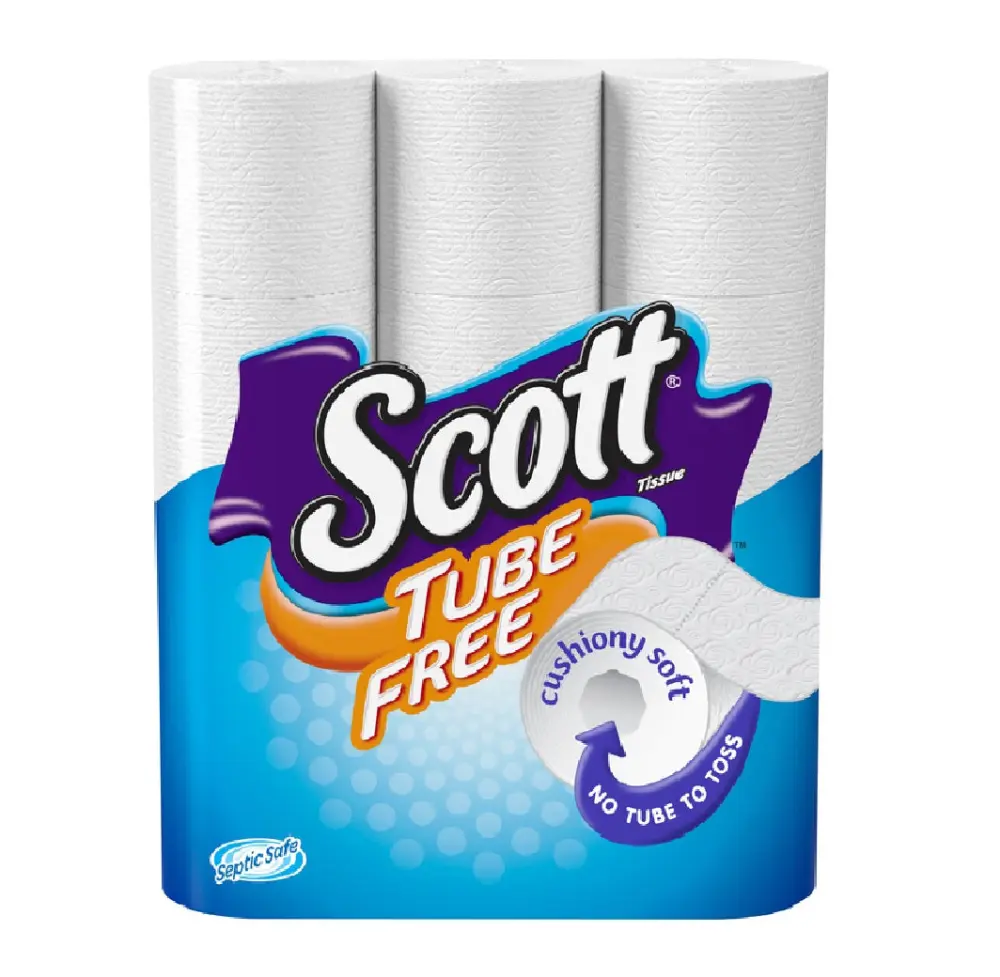 Scott 47319 Tube Free Toilet Paper White 2-Ply Soft Bath Tissue
