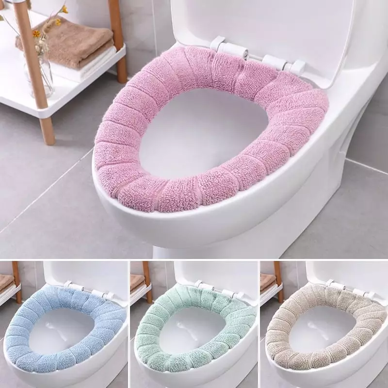 4pcs Bathroom Toilet Seat Cover Soft Warmer Mat Pad Cushion Washable Pumpkin Pattern Orchip